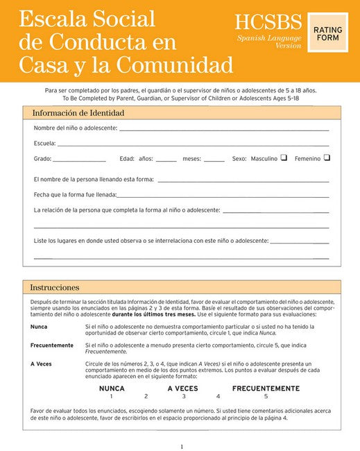 Home and Community Social Behavior Scales (HCSBS-2) Rating Scales