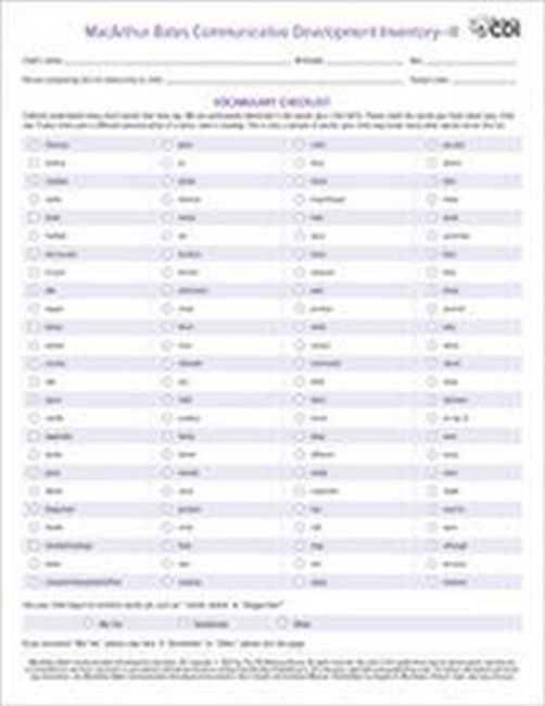 MacArthur-Bates Communicative Development Inventories (CDI) CDI-III Forms 3/e